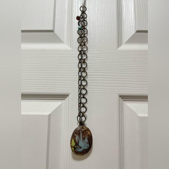 Handpainted Blue Parrot Bird Necklace Handmade Chain - Picture 8 of 11